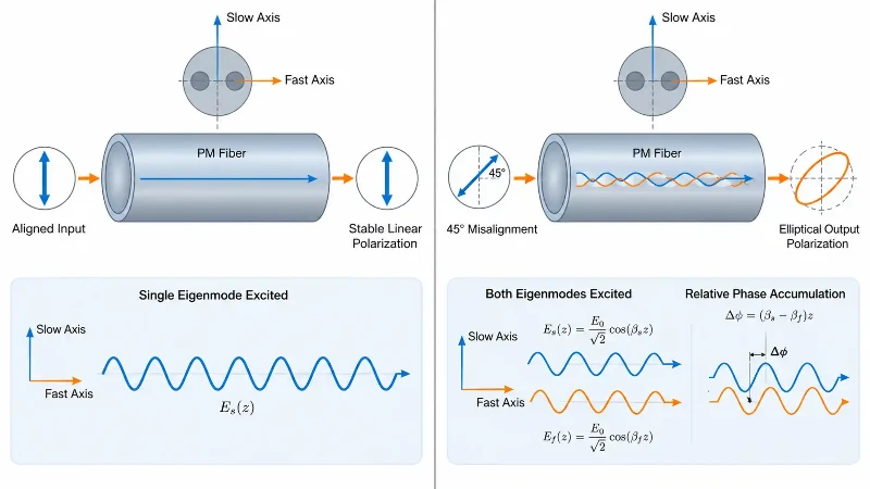 Effect of polarization axis misalignment in PM fiber Effect of polarization axis misalignment in PM fiber
